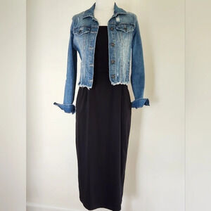 || 41 HAWTHORN || Black jumper, dress, black, midi, size 4, slit, straight fit